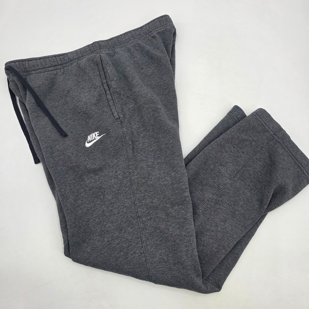 VINTAGE Y2K NIKE SWEATPANTS MENS MEDIUM GRAY CARGO SNAP POCKET STRAIGHT COMFORT